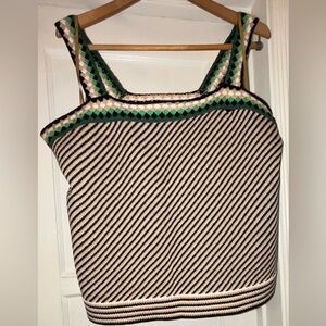 Lane Bryant Black and Cream Striped Tank Top